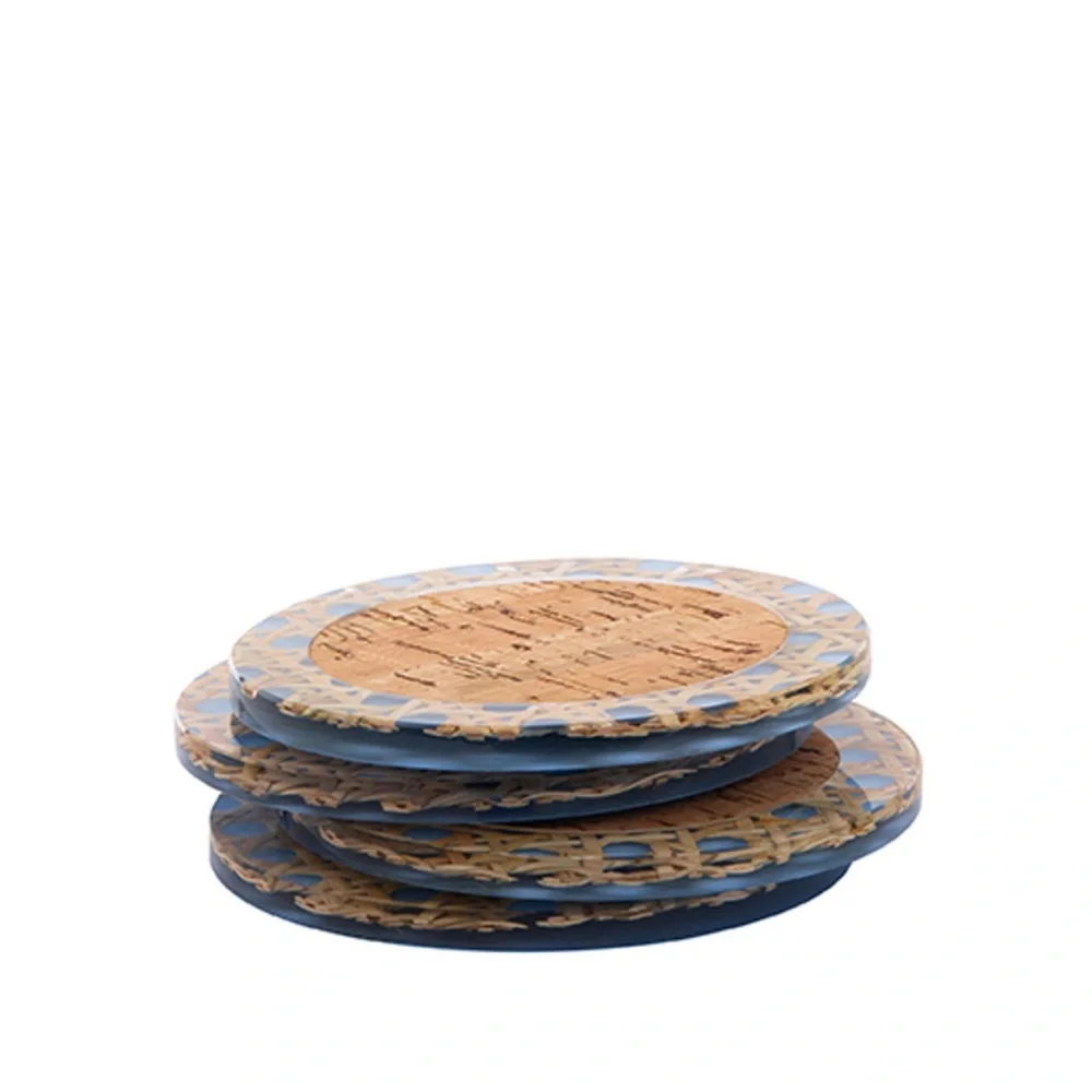 Lilly Pulitzer Blue and Tan Cork Coasters